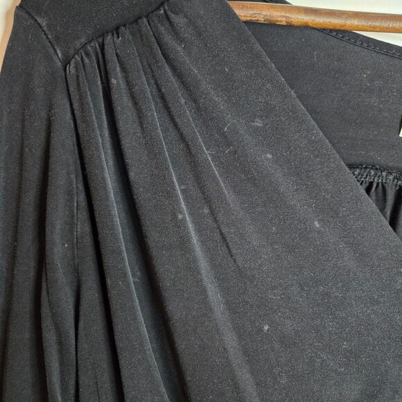 Daletta Grey Viscose Blend Faux Wrap Blouse Womens Medium - Picture 2 of 6